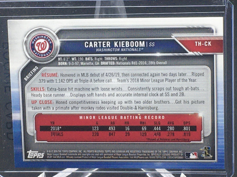 2019 TOPPS BOWMAN - HOLIDAY - C. KIEBOM -