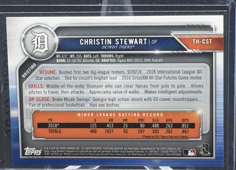 2019 TOPPS BOWMAN - HOLIDAY - C. STEWART -