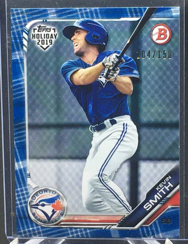 2019 TOPPS BOWMAN- HOLIDAY - K. SMITH - #TH-KS - #'D/150 - BLUE FESTIVE - RC