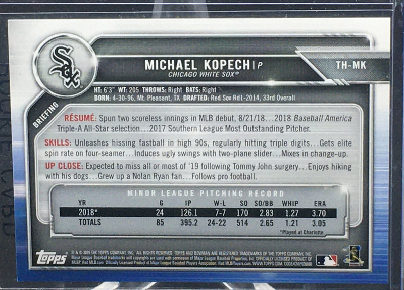 2019 TOPPS BOWMAN - HOLIDAY - M. KOPECH - #TH-MK - #'D/150 - BLUE FESTIVE - RC