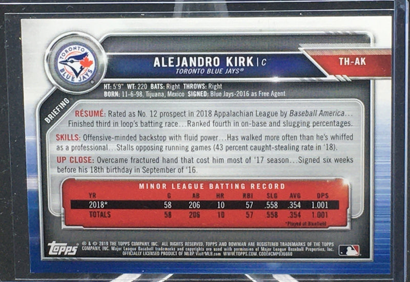 2019 TOPPS BOWMAN - HOLIDAY - A. KIRK - #TH-AK - #'D/99 - GREEN FESTIVE - RC