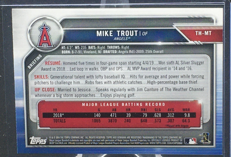 2019 TOPPS BOWMAN - HOLIDAY - M. TROUT -