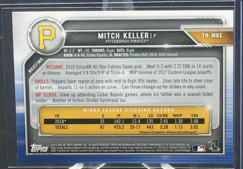 2019 TOPPS BOWMAN - M. KELLER -