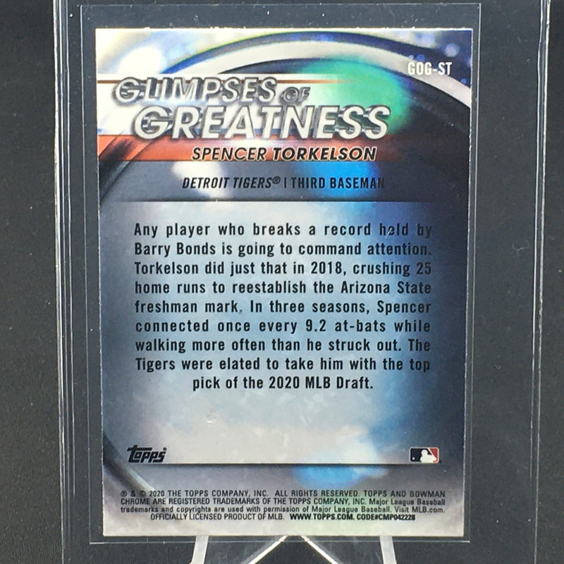 2020 TOPPS BOWMAN CHROME - GLIMPSES OF GREATNESS - S. TORKELSON -