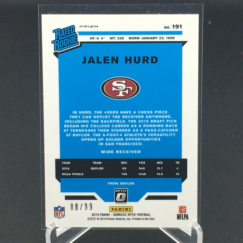 2019 PANINI DONRUSS OPTIC - RATED ROOKIE - RED PARALLEL - J. HURD - #191 - #'D/99