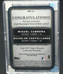 2019 TOPPS MUSEUM COLLECTION - MEANINGFUL MATERIAL - M. CABRERA/ N. CASTELLANDS - #DMR-CA - #'D/35 - DUAL JERSEY