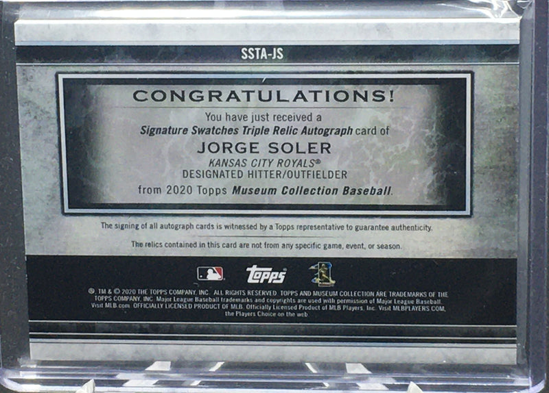 2020 TOPPS MUSEUM COLLECTION - SIGNATURE SWATCHES TRIPLE RELIC - J. SOLER - #SSTA-JS - #'D/299 - AUTOGRAPH - JERSEY