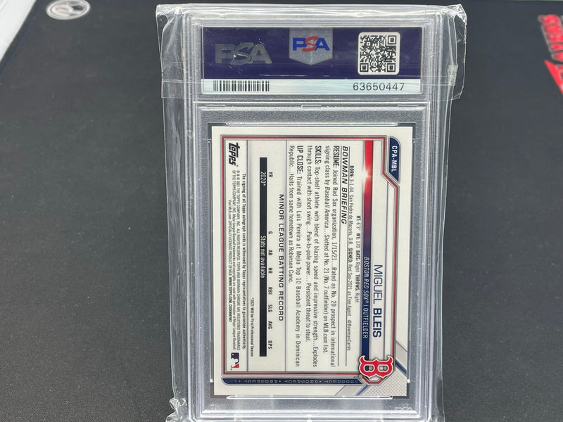 2021 TOPPS BOWMAN CHROME - GREEN REFRACTOR - M. BLEIS - #CPA-MBL - #'D/99 - AUTOGRAPH - PSA 10