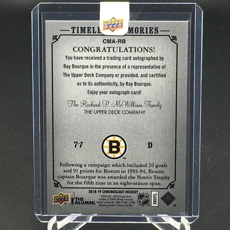 2018 UPPER DECK CHRONOLOGY - TIMELESS MEMORIES - R. BOURQUE -
