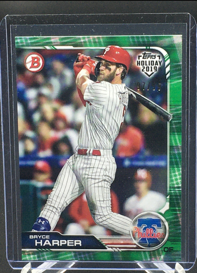 2019 TOPPS BOWMAN - HOLIDAY - B. HARPER - #TH-BH - #'D/99 - GREEN FESTIVE