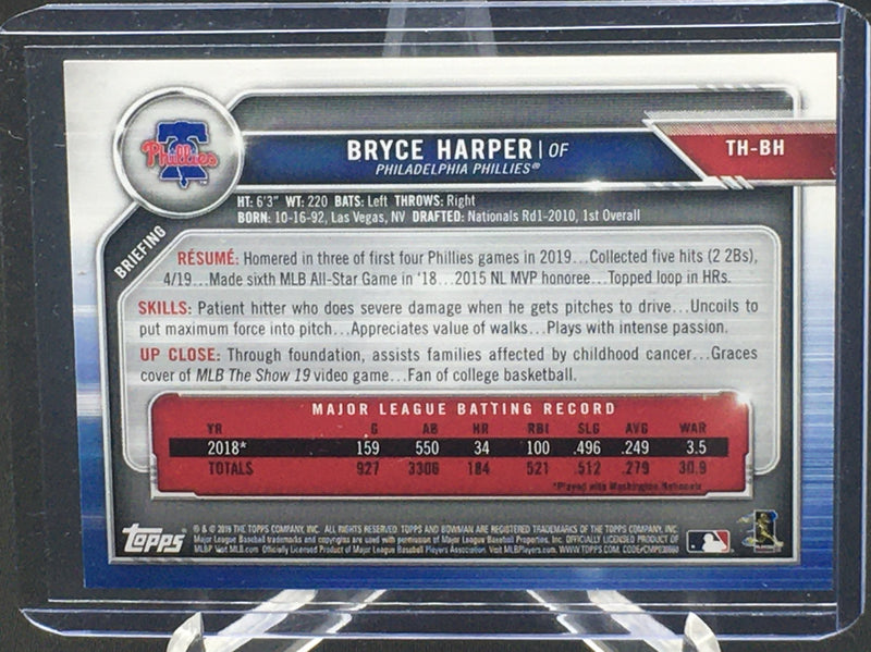 2019 TOPPS BOWMAN - HOLIDAY - B. HARPER - #TH-BH - #'D/99 - GREEN FESTIVE