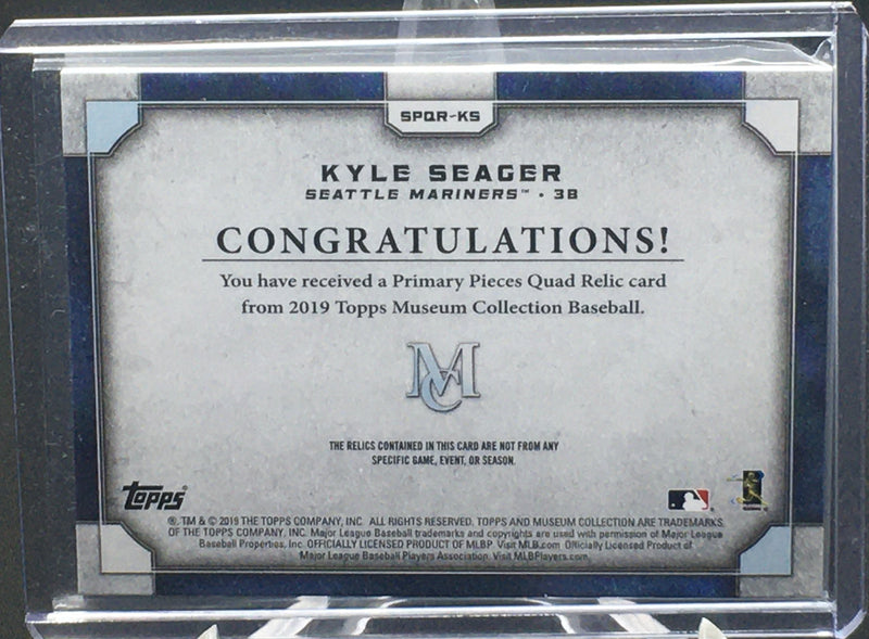2019 TOPPS MUSEUM COLLECTION - PRIMARY PIECES QUAD RELIC - K. SEAGER - #SPQR-KS - #'D/25 - JERSEY