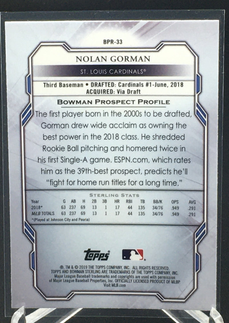 2019 TOPPS BOWMAN STERLING - N. GORMAN -