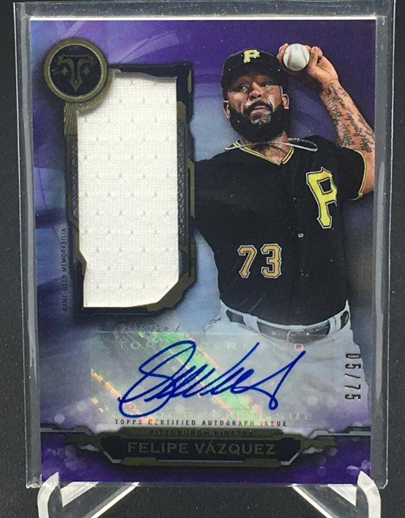 2019 TOPPS TRIPLE THREADS - SINGLE JUMBO RELIC - F. VAZQUEZ - #AUR-FV - #'D/75 - AUTOGRAPH - RELIC - AMETHYST