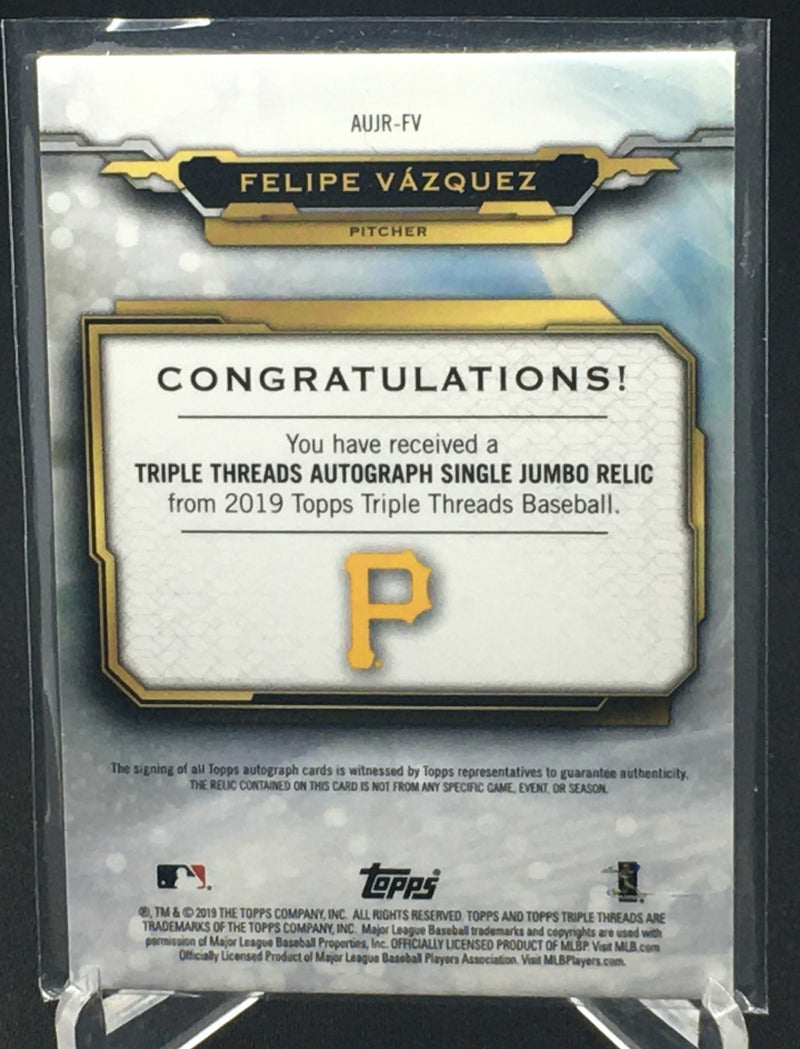 2019 TOPPS TRIPLE THREADS - SINGLE JUMBO RELIC - F. VAZQUEZ - #AUR-FV - #'D/75 - AUTOGRAPH - RELIC - AMETHYST