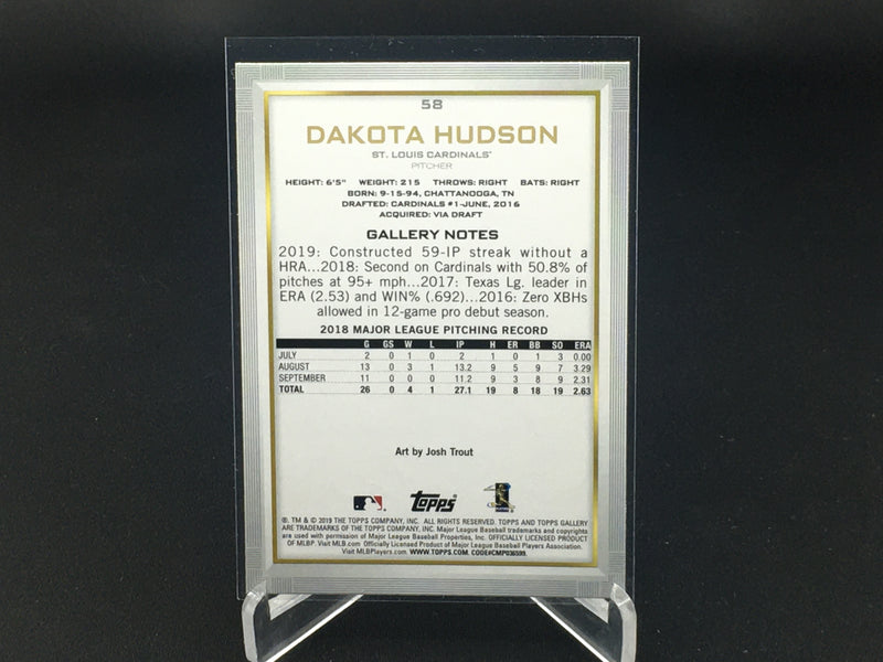 2019 TOPPS GALLERY - D. HUDSON -