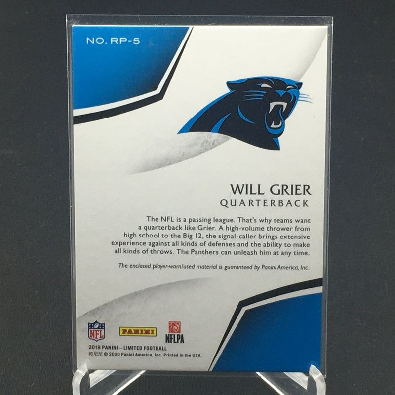 2019 PANINI LIMITED - ROOKIE PHENOMS - W. GRIER - #RP-5 - #'D/199 - JERSEY RELIC - RC