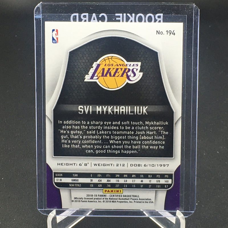 2018 PANINI CERTIFIED - MIRROR PURPLE - S. MYKHAILIUK - #194 - #'D/49 - RC