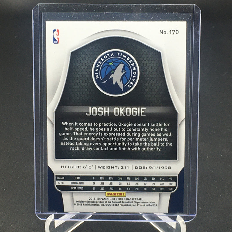 2018 PANINI CERTIFIED - J. OKOGIE -