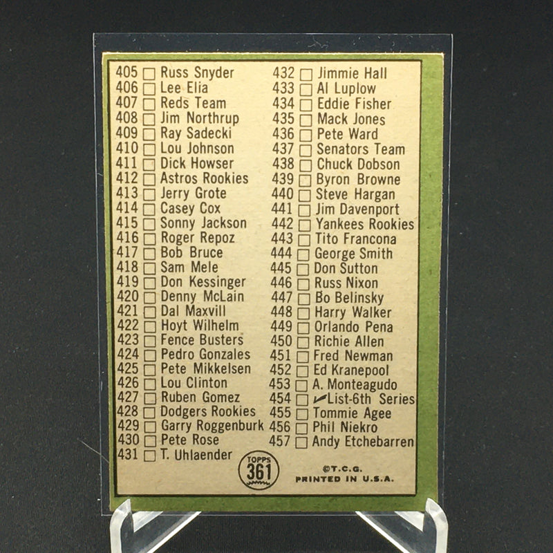 1967 TOPPS 5TH SERIES - CHECK LIST -