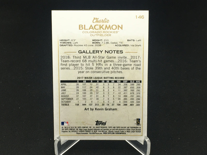 2018 TOPPS GALLERY - ARTIST PROOF - C. BLACKMON -