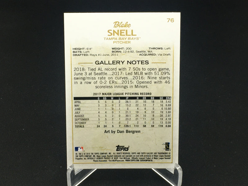 2018 TOPPS GALLERY - ARTIST PROOF - B. SNELL -