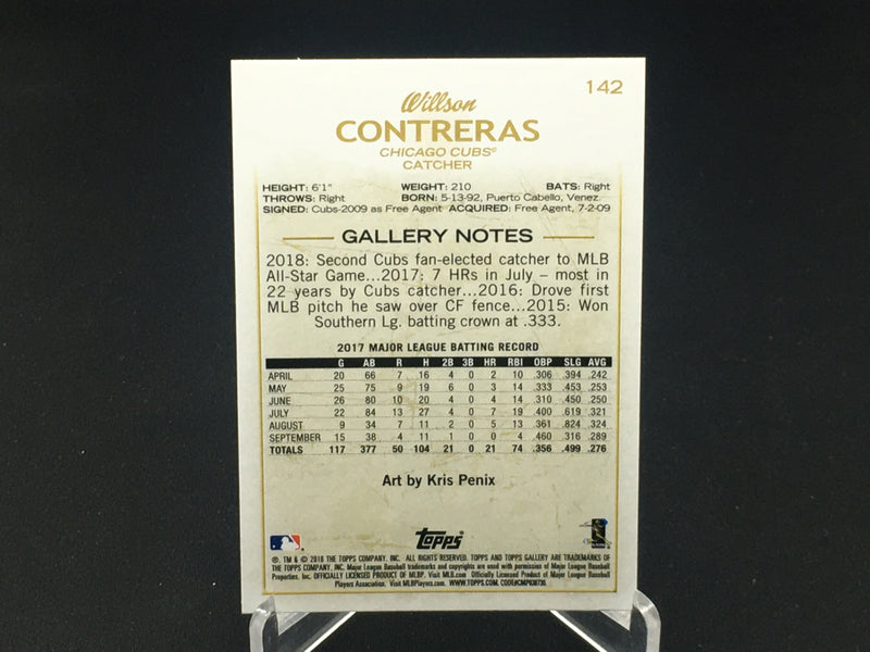 2018 TOPPS GALLERY - ARTIST PROOF - W. CONTRERAS -