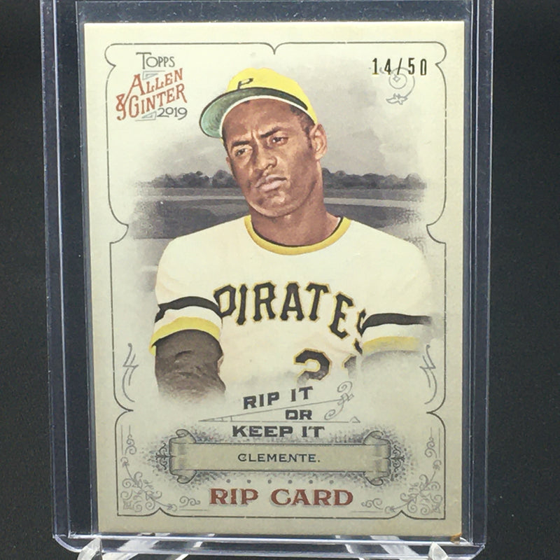 2019 TOPPS ALLEN AND GINTER - R. CLEMENTE - #RIP-18 - #'D/50 - RIP CARD