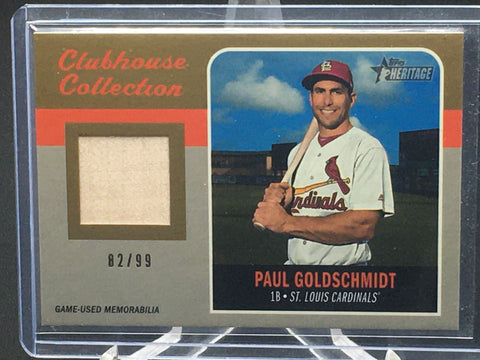 2019 TOPPS HERITAGE - CLUBHOUSE COLLECTION - P. GOLDSCHMIDT - #CCR-PG - #'D/99 - GAME USED MEMORABILIA