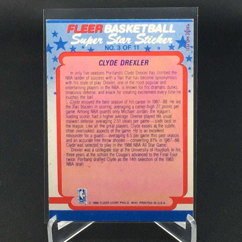 1988 FLEER BASKETBALL - SUPER STAR STICKER - C. DREXLER -