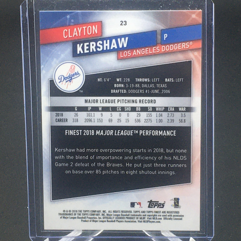 2019 TOPPS FINEST - C. KERSHAW - #23 - #'D/150 - REFRACTOR