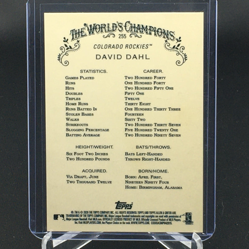 2020 TOPPS CHROME - ALLEN & GINTER - SILVER - D. DAHL -