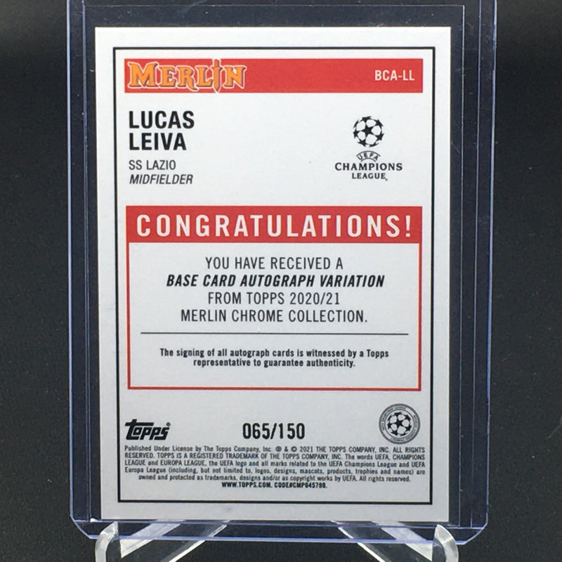 2020 TOPPS MERLIN CHAMPIONS LEAGUE - SPECKLE - L. LEIVA - #BCA-LL #'D/150 - AUTOGRAPH