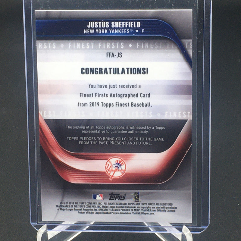 2019 TOPPS FINEST - J. SHEFFIELD - #FFA-JS - #'D/150 - BLUE