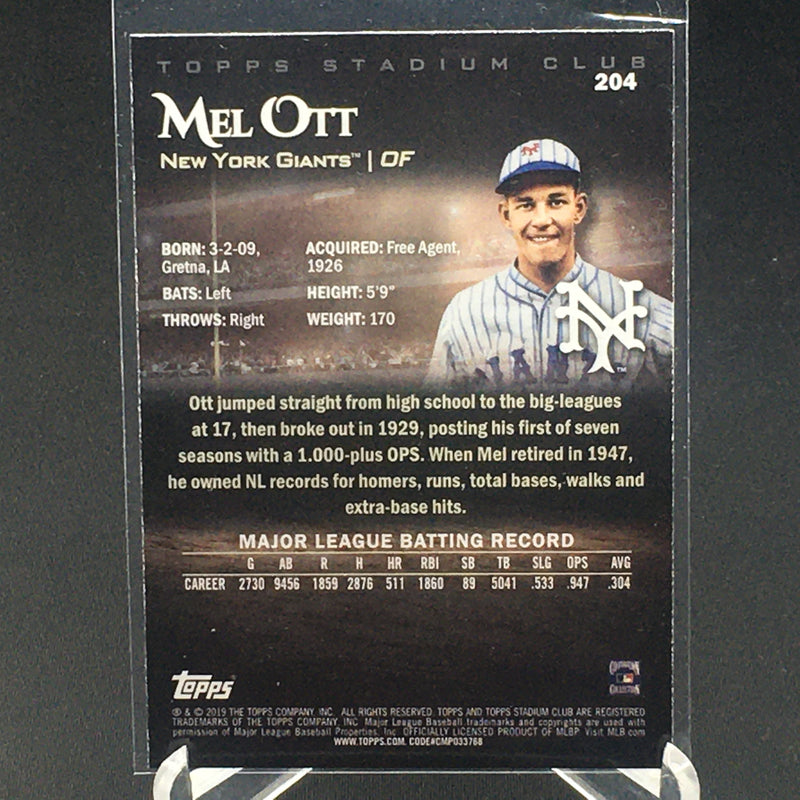 2019 TOPPS STADIUM CLUB - M. OTT -