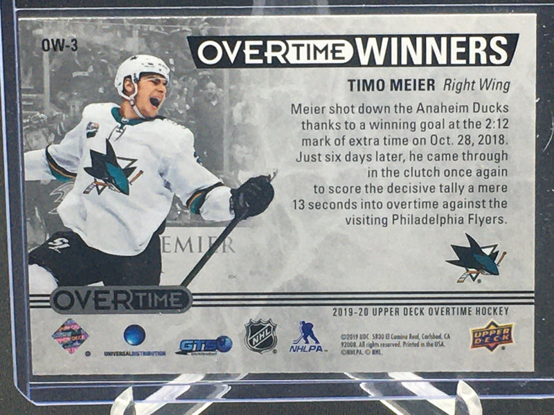 2019 UPPER DECK OVERTIME WINNERS - T. MEIER - #OW-3 - #'D/25 - RED