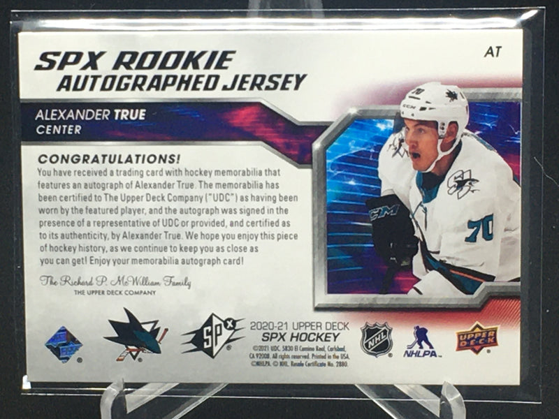 2020 UPPER DECK SPX - SPX ROOKIE AUTOGRAPHED JERSEY - A. TRUE - #AT - #'D/375 - AUTOGRAPH - JERSEY