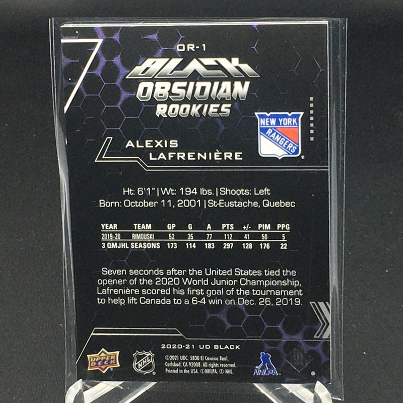 2020 UPPER DECK BLACK - OBSIDIAN ROOKIES - A. LAFRENIERE - #OR-1 - #'D/99 - PURPLE