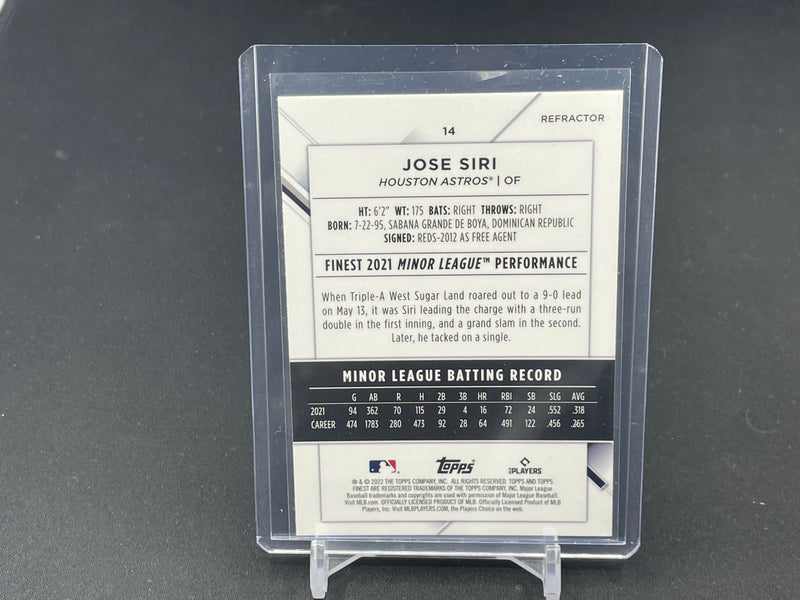 2022 TOPPS FINEST - REFRACTORS - J. SIRI -