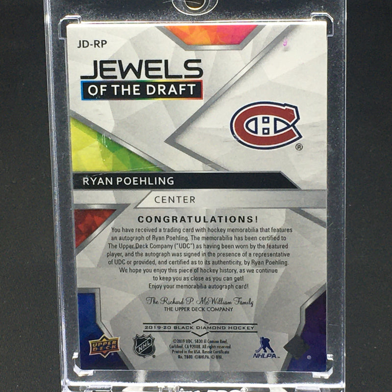 2019 UPPER DECK BLACK DIAMOND - JEWELS OF THE DRAFT - R. POEHLING - #JD-RP - #'D/99 - AUTO/PATCH