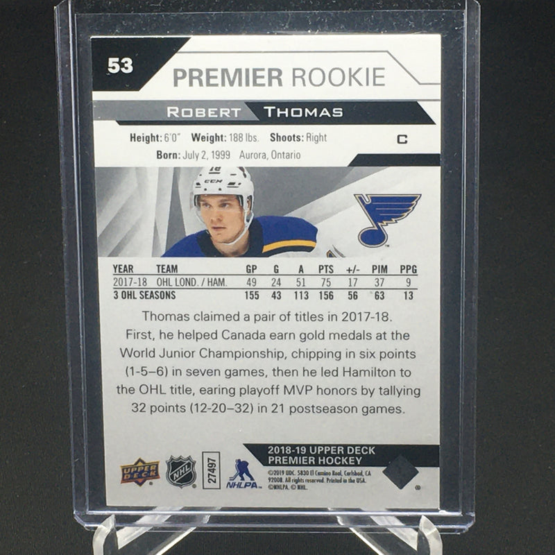 2018 UPPER DECK PREMIER - PREMIER ROOKIE - R. THOMAS - #53- #'D/299