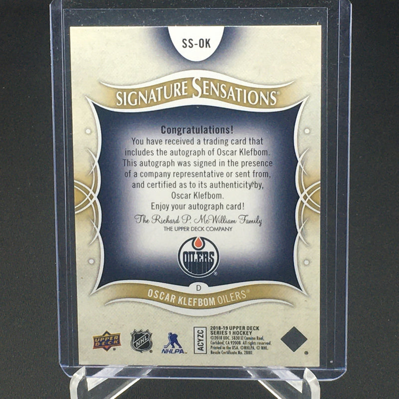 2018 UPPER DECK SERIES ONE -SIGNATURE SENSATIONS - O. KLEFBOM -