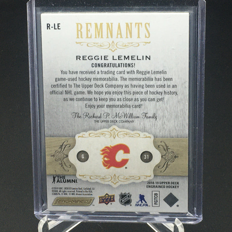 2018 UPPER DECK ENGRAINED - REMNANTS - R. LEMELIN - #R-LE - #D'/100 - GAME USED MEMORABILIA