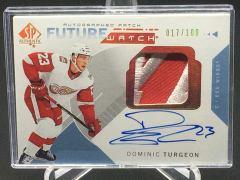 2018 UPPER DECK SP AUTHENTIC - FUTURE WATCH PATCH AUTO - D. TURGEON - #157 - #'D/100 - RELIC - AUTOGRAPH - RC