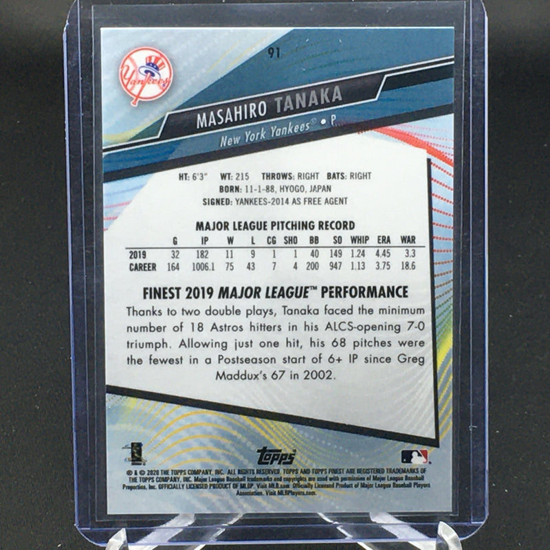 2020 TOPPS FINEST - PURPLE - M. TANAKA - #91 - #'D/250