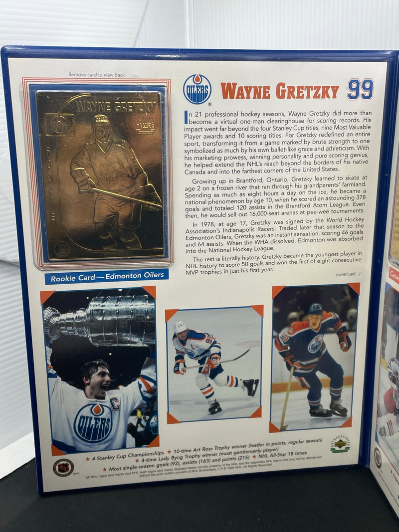 1999 UPPER DECK WAYNE GRETZKY 22KT GOLD ROOKIE AND CAREER CARDS COLLECTION