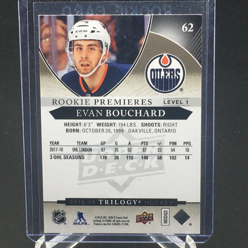 2018 UPPER DECK TRILOGY - ROOKIE PREMIERES - E. BOUCHARD - #62 - #'D/99 - RC