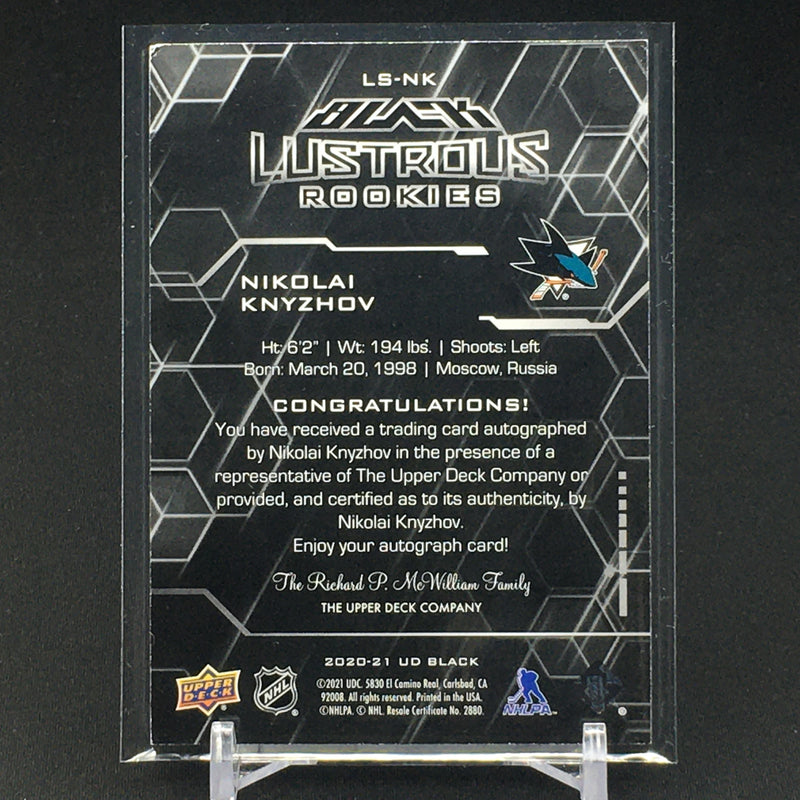2020 UPPER DECK BLACK - LUSTROUS ROOKIES - N. KNYZHOV - #LS-NK - #'D/299 - AUTOGRAPH - RC