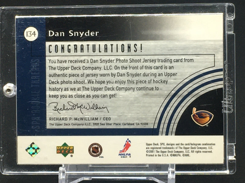 2001 UPPER DECK SPX ROOKIE THREADS - D. SNYDER - #134 - #D/1500