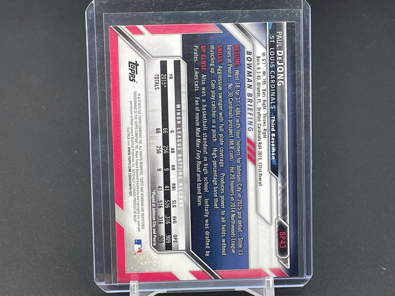 2016 TOPPS BOWMAN - 1ST BOWMAN - P. DEJONG -